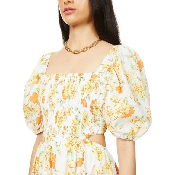 FTB Cutout Puffed Sleeve Spring Loucetta Vintage Floral Cutout Midi Dress NWT M - Picture 5 of 14